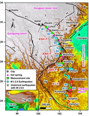 Soil Degassing From the Xianshuihe–Xiaojiang Fault System at the Eastern Boundary of the Chuan–Dian Rhombic Block, Southwest China